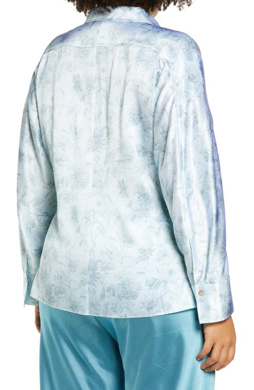 VINCE VINCE DAHLIA FLORAL PRINT SILK SHIRT