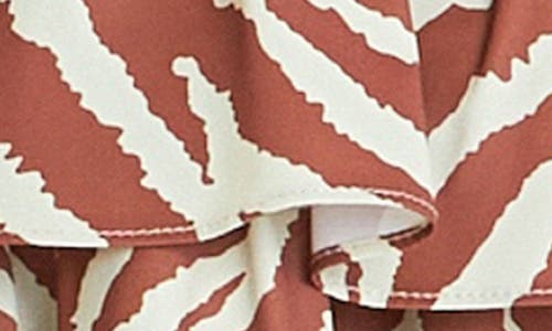 English Factory Zebra Print Tiered Button-up Camisole In Brown Multi