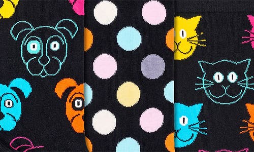Happy Socks Classic Pet 3-pack Assorted Crew Socks In Navy