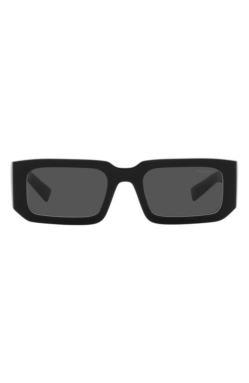 Prada 54mm Rectangular Sunglasses in Black/White at Nordstrom