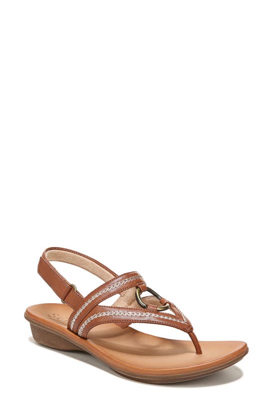 Natural Soul Sunny Slingback Thong Sandal In Toffee Smooth Brown Synthetic