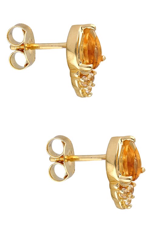 Ys Gems Peridot & White Topaz Stud Earrings In Yellow