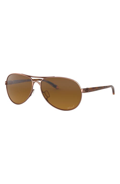 Shop Oakley 59mm Polarized Aviator Sunglasses In Gold/pink Gradient