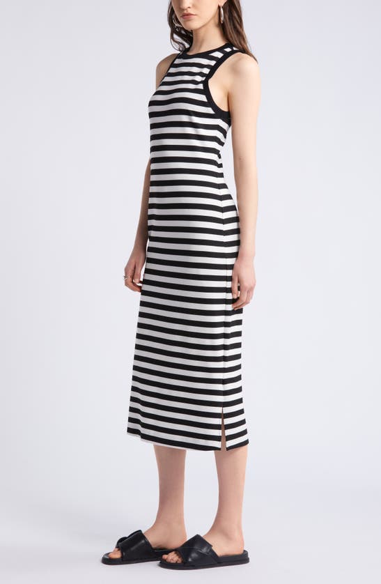 Shop Nordstrom Knit Tank Dress In Black- Ivory Jane Stripe