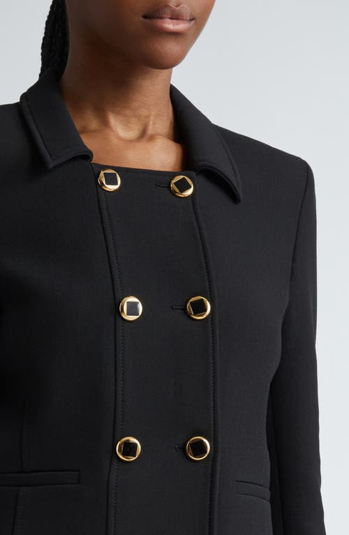 Shop St John St. John Collection Double Breasted Stretch Crepe Crop Jacket In Black