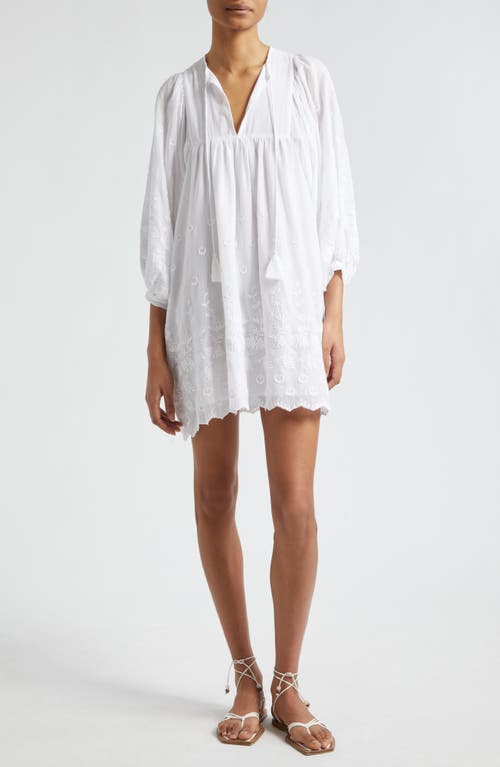 Daisy Long Sleeve Dress in Petal Embroidery White