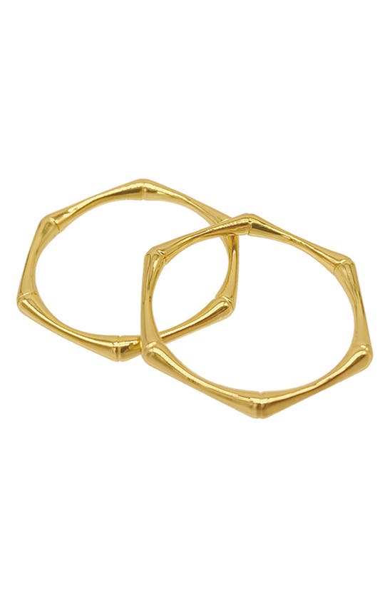 Adornia Two Band Bamboo Ring Set In Yellow