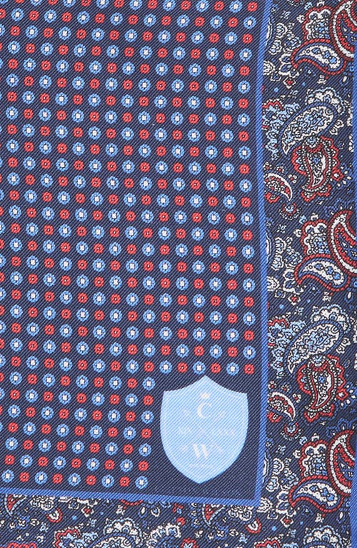 Clifton Wilson Paisley Silk Pocket Square In Blue
