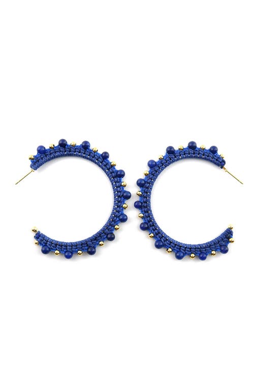 Panacea Rope Stone Hoop Earrings in Blue 