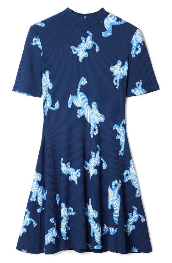 Shop Desigual Tigers Lacroix Fit & Flare Dress In Blue