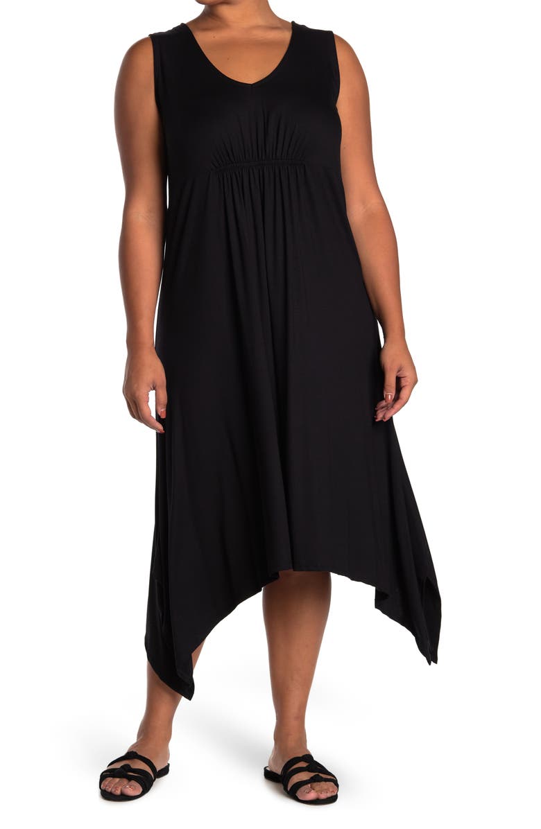 FORGOTTEN GRACE V-Neck Empire Waist Dress, Main, color, BLACK
