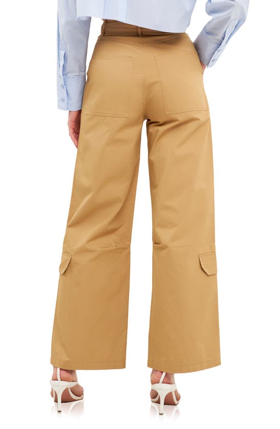 English Factory Wide Leg Cargo Pants In Camel