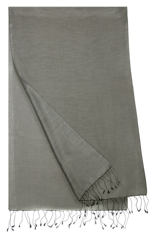 Saachi Fringe Silk & Cotton Scarf In Black