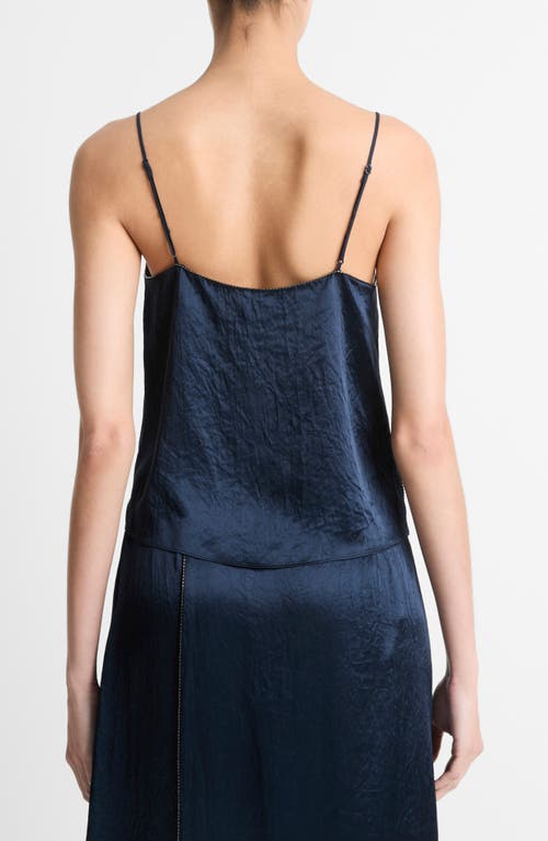 Shop Vince Beaded Border Hammered Satin Camisole In Coastal