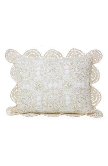 Melange Home Decorative Crochet Accent Pillow In Ivory
