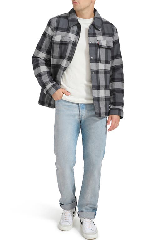 Levi's Quilt Lined Cotton Shacket In Grey/black/white Multi