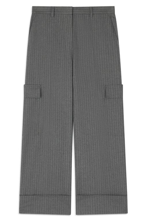 Shop Lk Bennett Rosalind Pinstripe Crop Cargo Pants In Grey Melange