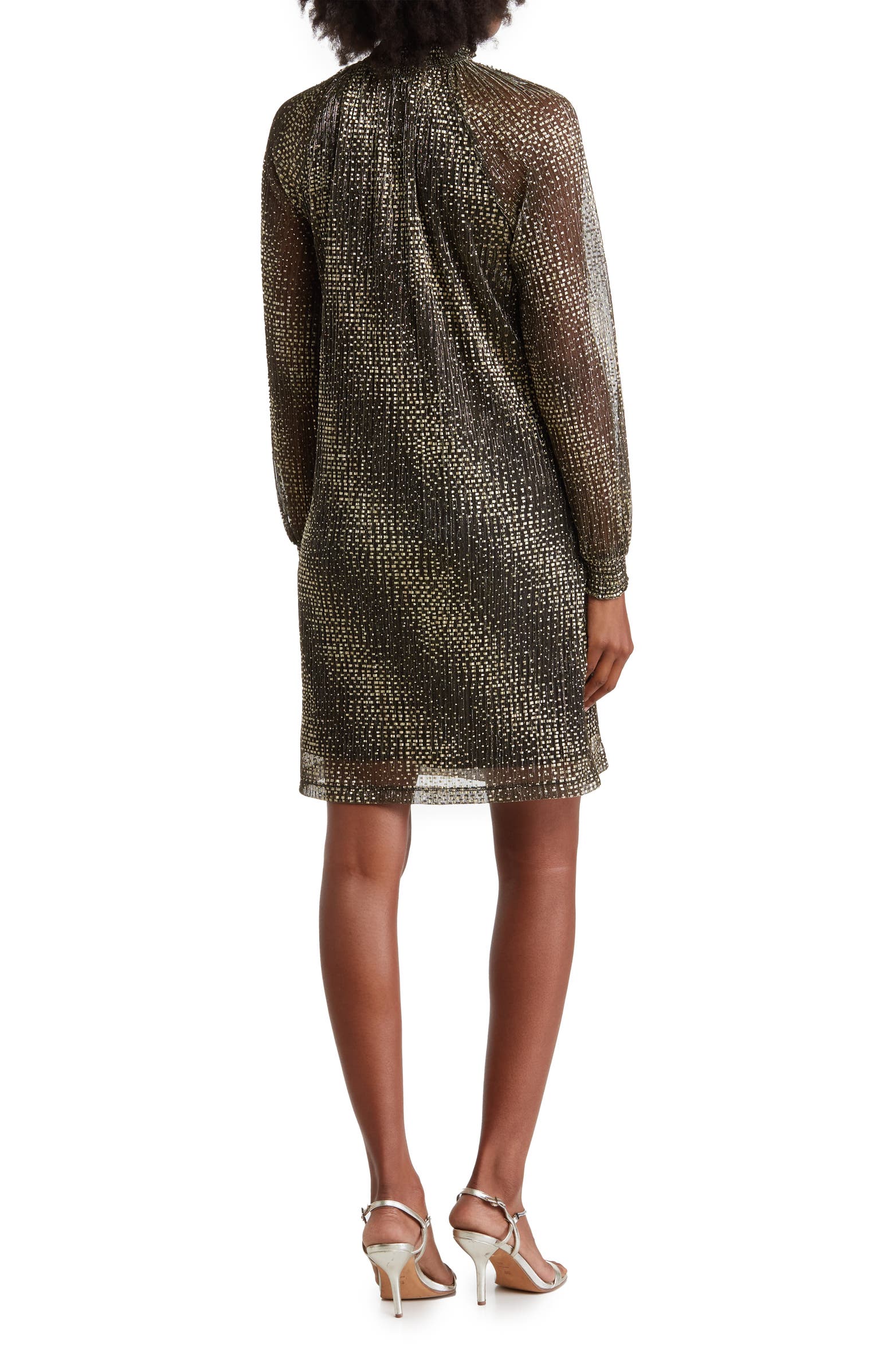 Nina Leonard Smock Neck Float Foiled Print Dress | Nordstromrack
