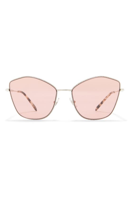 Miu Miu 60mm Cat Eye Sunglasses In Silver / Dark Pink