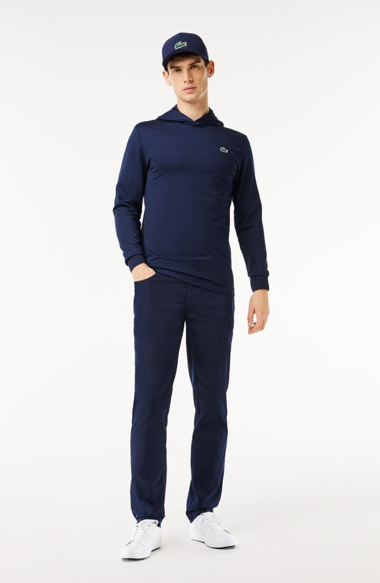 Shop Lacoste Double Face Golf Hoodie In Marine