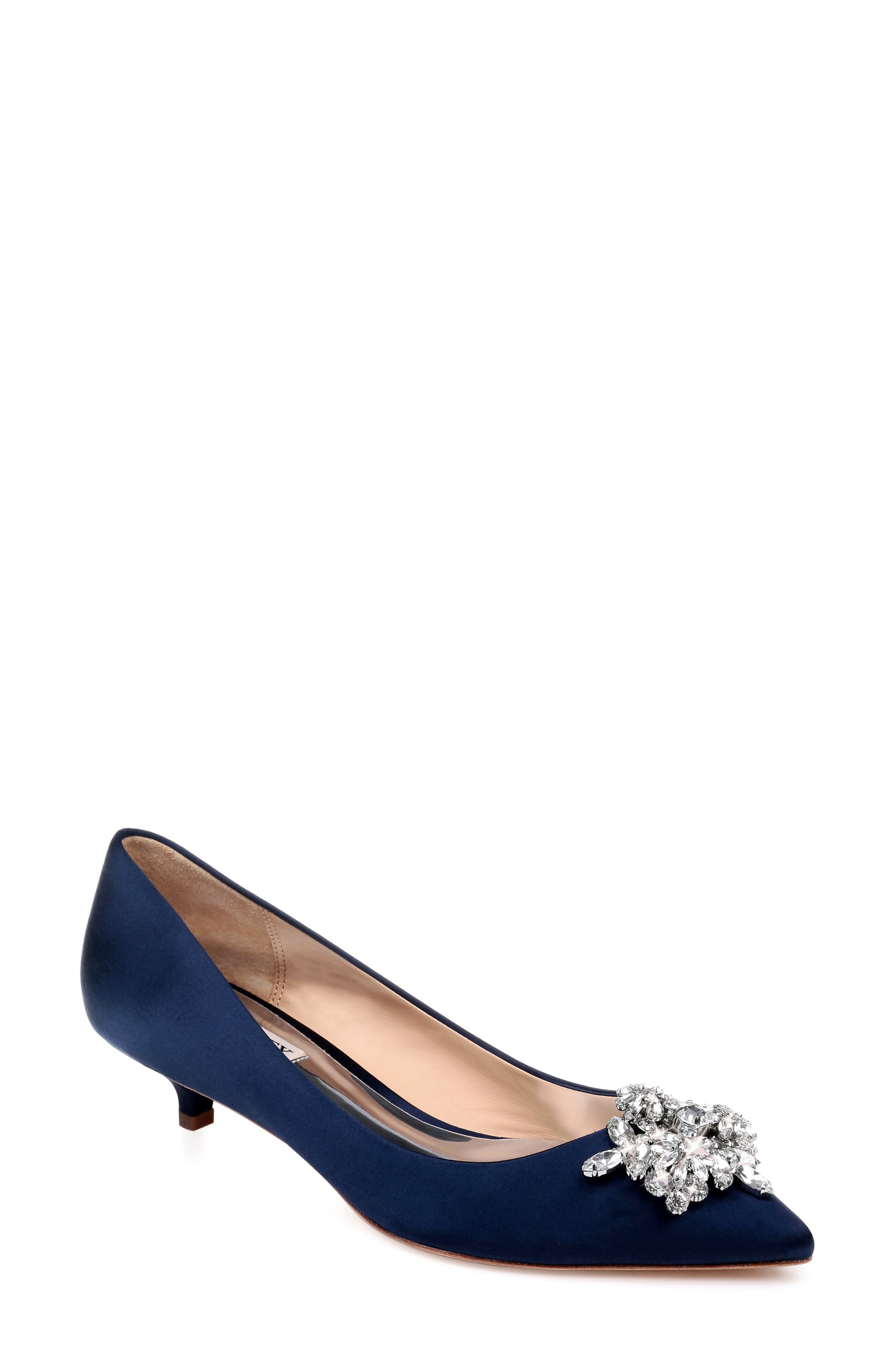 badgley mischka vail embellished kitten heel pump