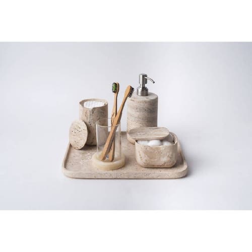 Andjacob Decor Less Is More High Dispenser In Travertine Marble