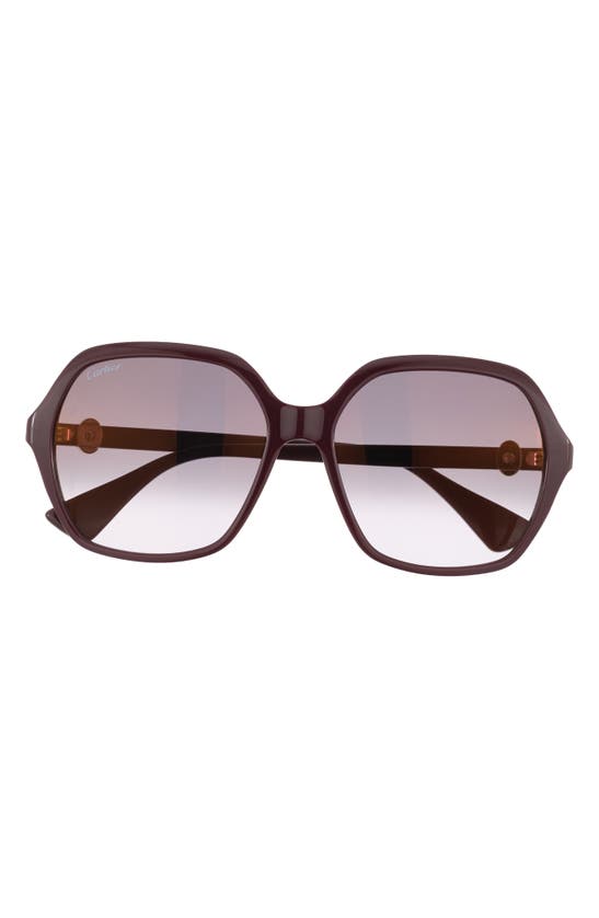 Cartier 57mm Square Sunglasses In Burgundy