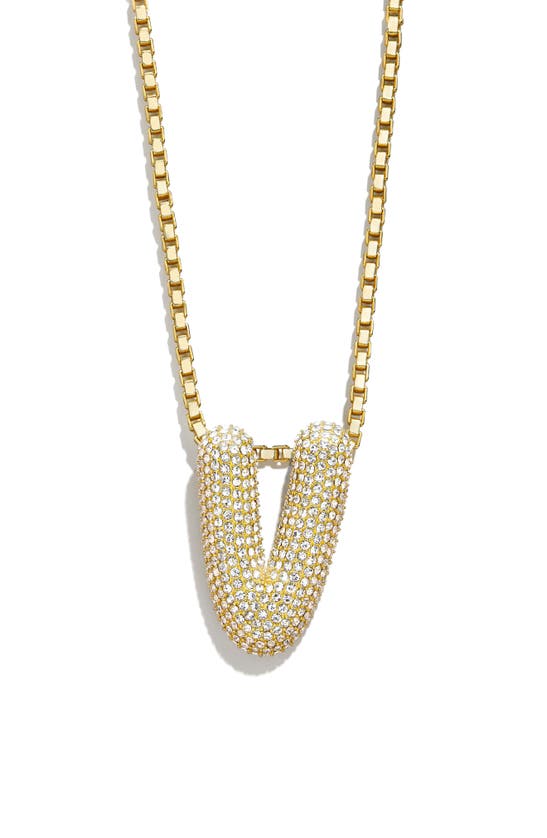 Shop Baublebar Pavé Crystal Bubble Initial Pendant Necklace In Gold V