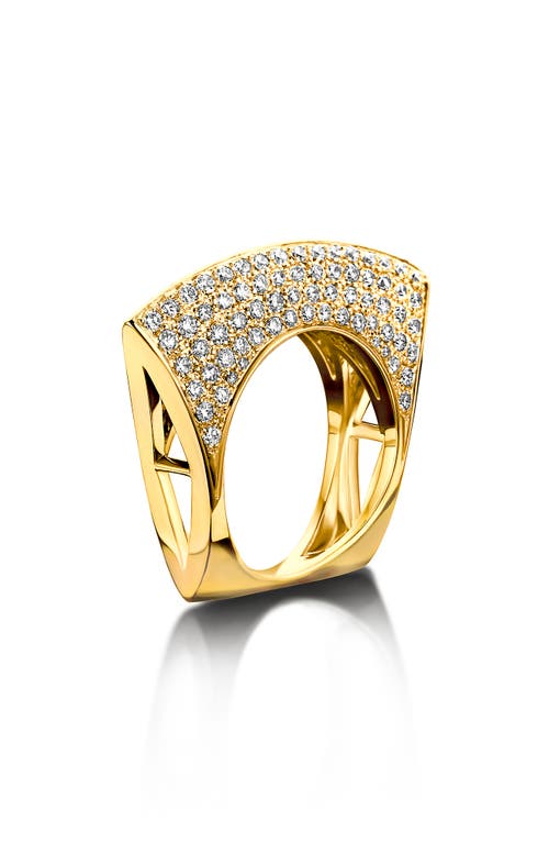Lotus Diamond Ring in Yellow Gold