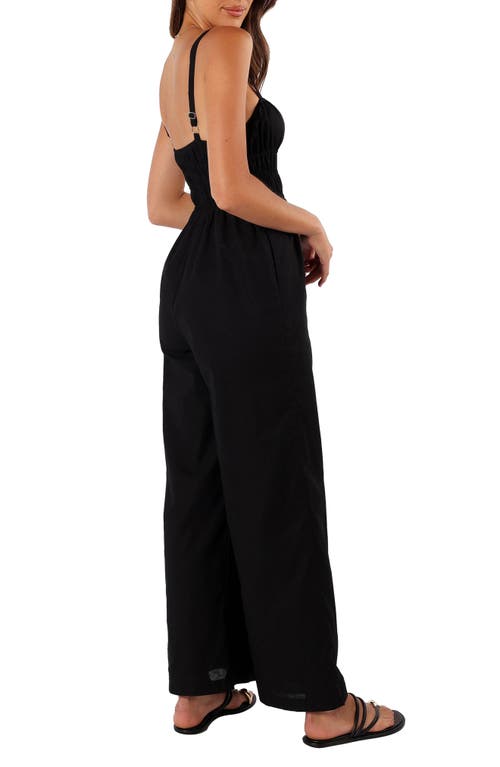 Petal And Pup Petal & Pup Williams Wide Leg Cotton & Linen Jumpsuit In Black