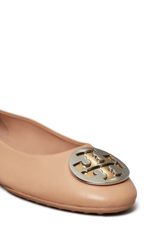 Shop Tory Burch Claire Ballet Flat In Light Sand/gold/silver