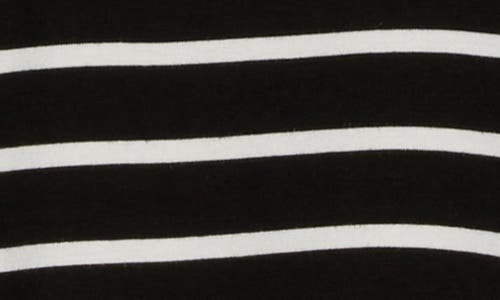 Shop Cotton Emporium Striped Crewneck T-shirt In Black/cream