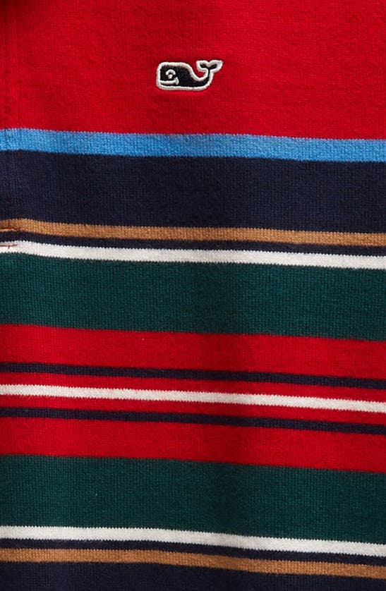Shop Vineyard Vines Kids' Stripe Organic Cotton Rugby Polo In Red Velvet