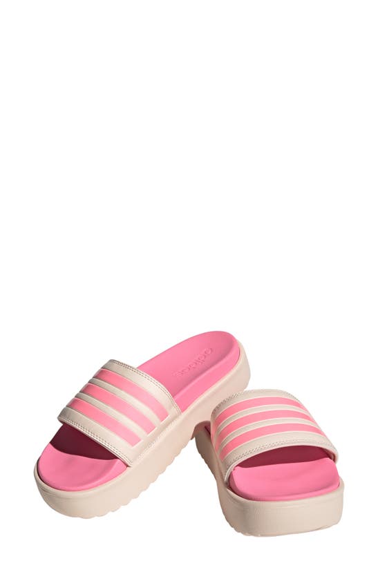 Adidas Originals Adilette Platform Sandal In Wonder Quartz/beam Pink/taupe Metallic