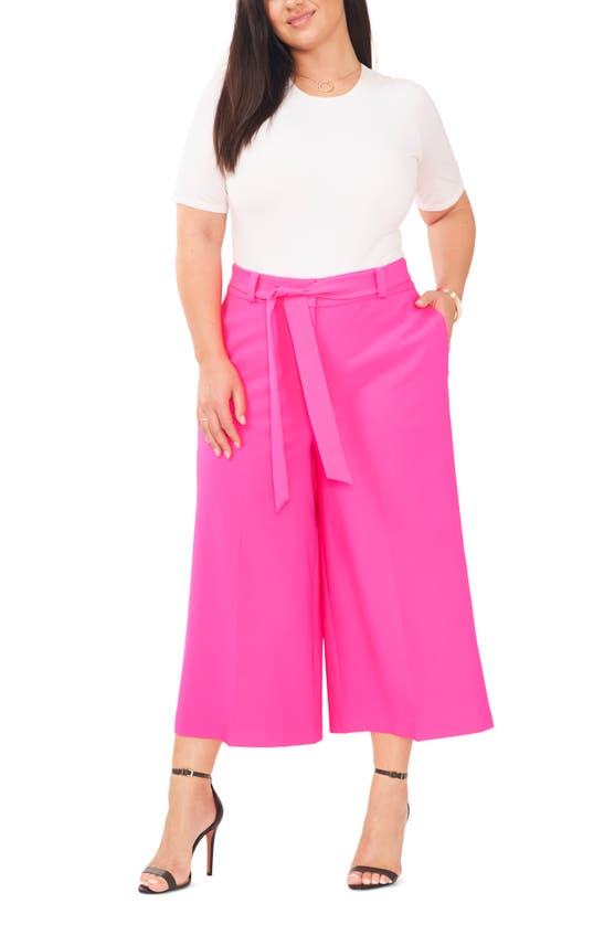Shop Vince Camuto Belted Culotte Pants In Hot Pink