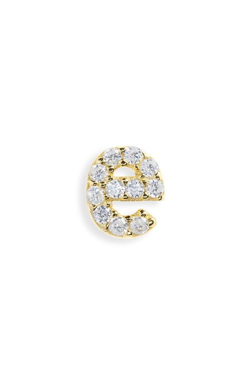 Argento Vivo Sterling Silver Pavé Cubic Zirconia Initial Single Stud Earring in Gold-E 