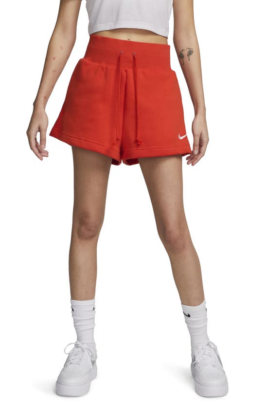 Nike Phoenix Fleece Knit Shorts In Picante Red/ Sail