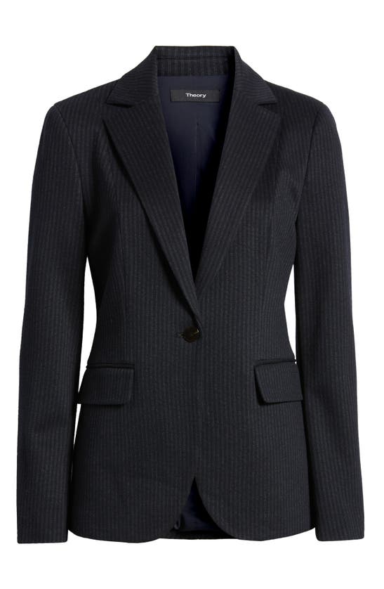 Theory Fairfield Stripe Riding Blazer In Navy Multi