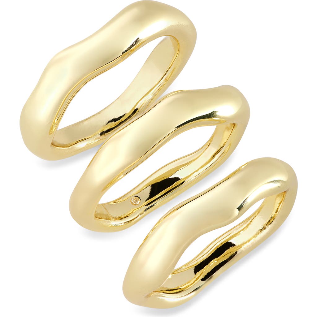 Covet Set Of 3 Molten Stackable Rings In Gold