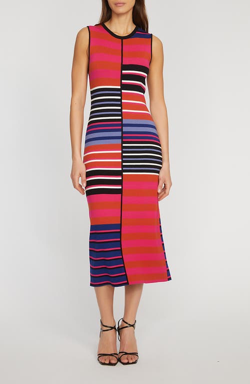 Shop Elie Tahari The Selina Midi Sweater Dress In Garden Stripe