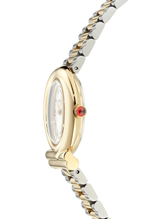 Shop Ferragamo Gancini Twisted Two-tone Bracelet Watch, 28mm In Two Tone