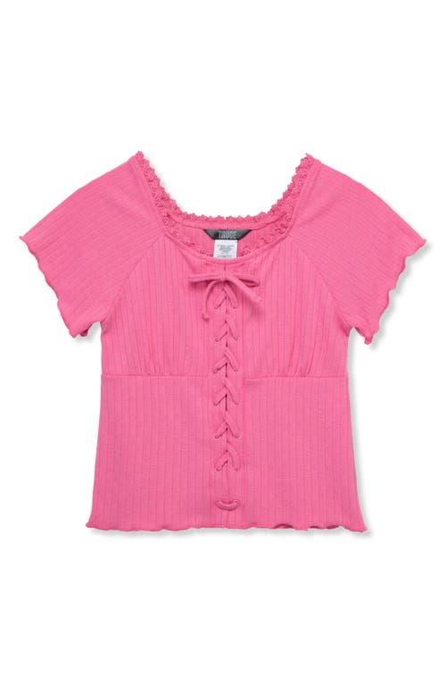 Truce Kids' Lace-Up Detail Rib Top at Nordstrom,