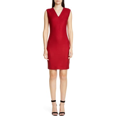 St. John Collection Refined Textured Float Knit Sheath Dress, Red