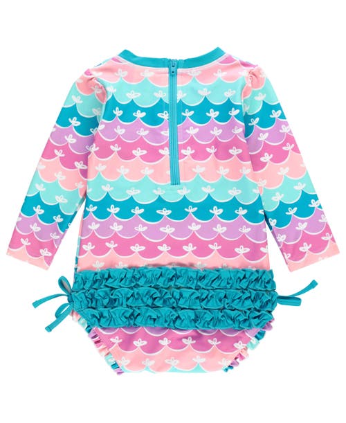 Rufflebutts Girl's Mermaid One-piece Rash Guard In Mermaid