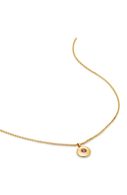 Monica Vinader October Birthstone Pink Tourmaline Pendant Necklace In Gold