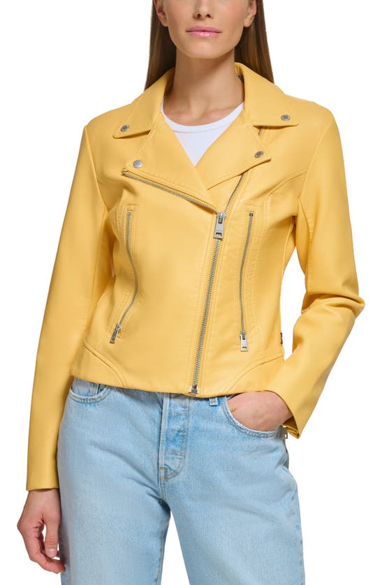 Levi's Faux Leather Moto Jacket In Amber/ Cream