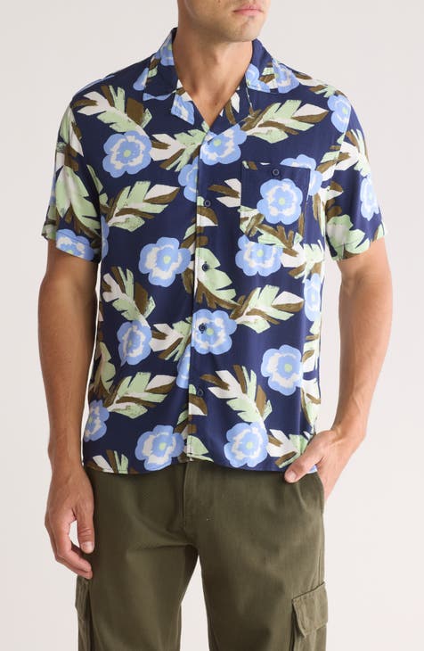 Painted Airbrush Floral Camp Shirt