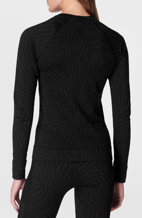 Sweaty Betty Black Leopard Jacquard Base Layer Top In Black Zebra Lines Jacquard