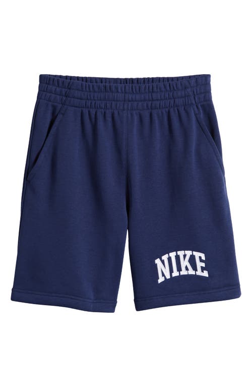 Shop Nike Kids' Sportswear Club French Terry Shorts In Midnight Navy/mid Navy/white