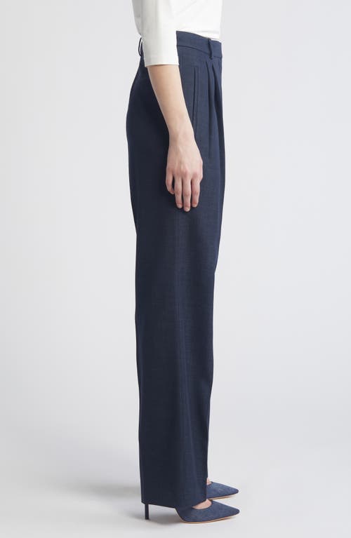 Shop Hugo Boss Boss Taleco Pleated Wide Leg Trousers In Indigo